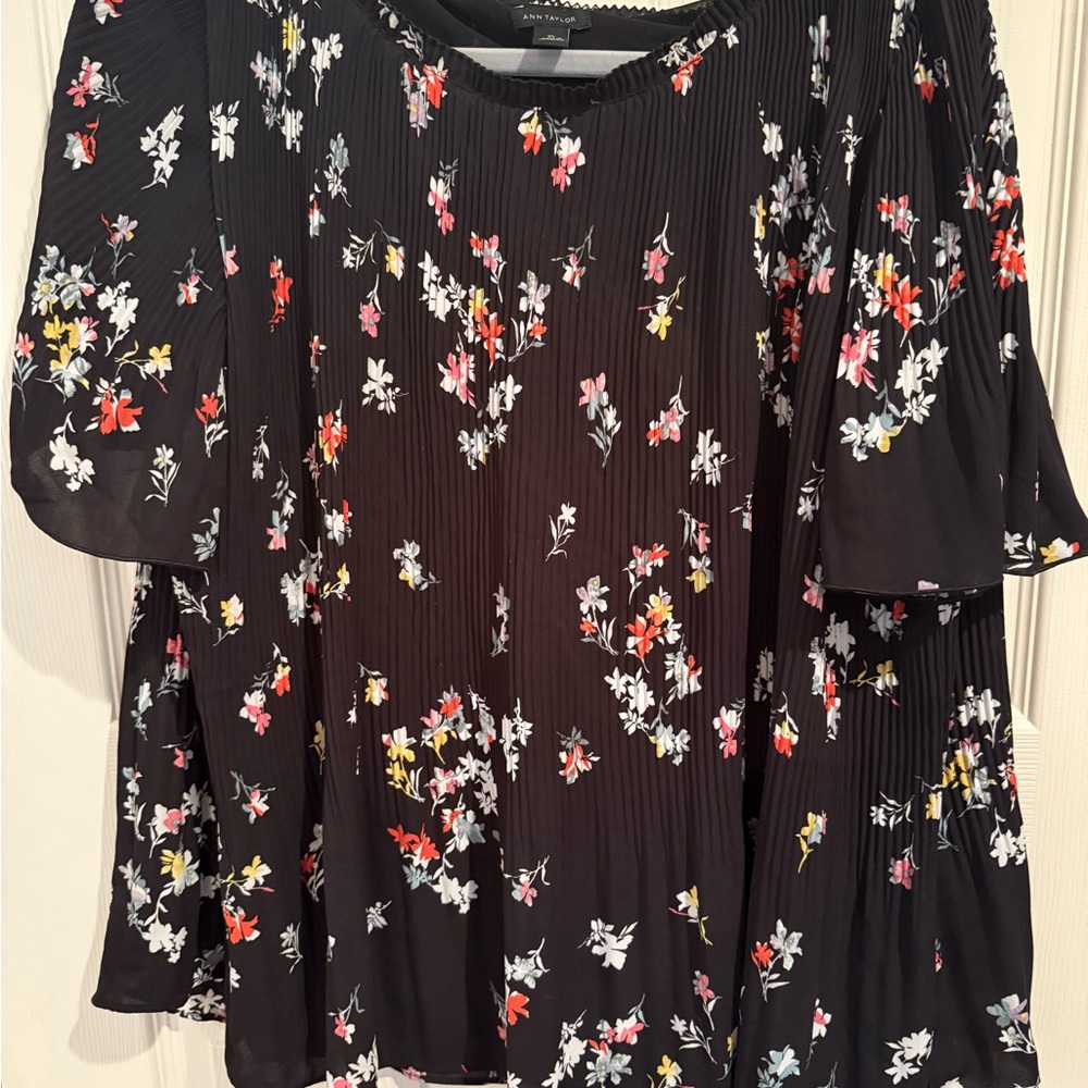 Ann Taylor Black Floral Blouse